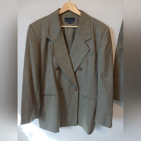 John Meyer Wool Taupe Skirtsuit  Matching Blazer Jacket & Pencil Skirt Set 12 - Picture 9 of 10